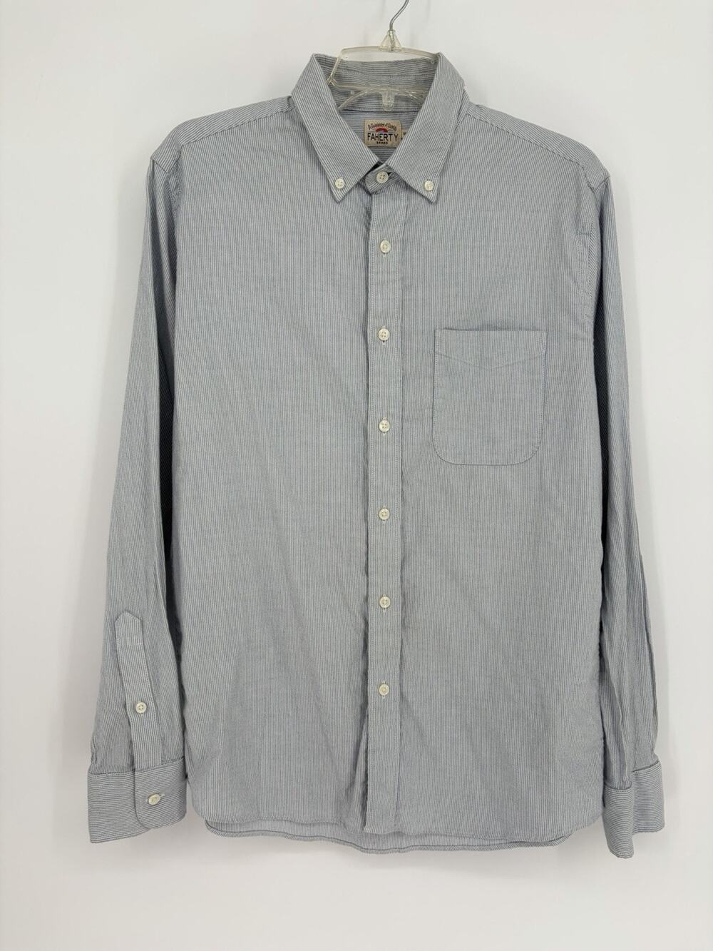 Faherty Men’s M Blue Stripe Button Down Shirt Cotton Lyocell Preppy Soft Office